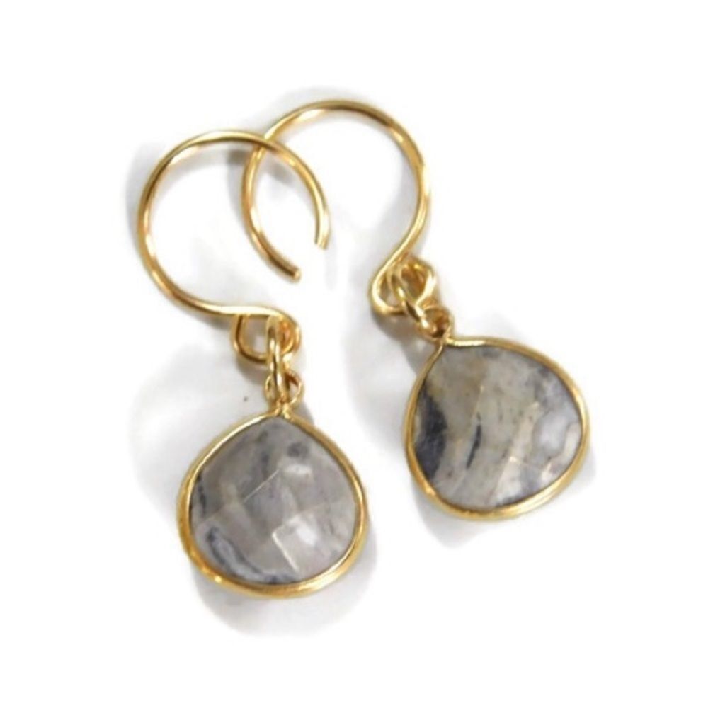 Earrings Genuine Agate gemstone with 14k yellow gold filled ear wires